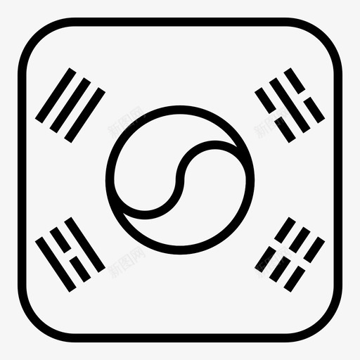韩国国旗韩国国家图标svg_新图网 https://ixintu.com 世界 国家 简化圆形方形世界国旗 韩国 韩国国旗