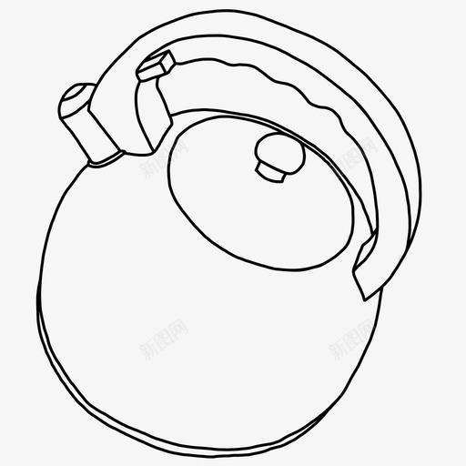 手绘茶壶大锅热水图标svg_新图网 https://ixintu.com 哨子 大桶 大锅 手绘 水壶 热水 线艺 茶壶