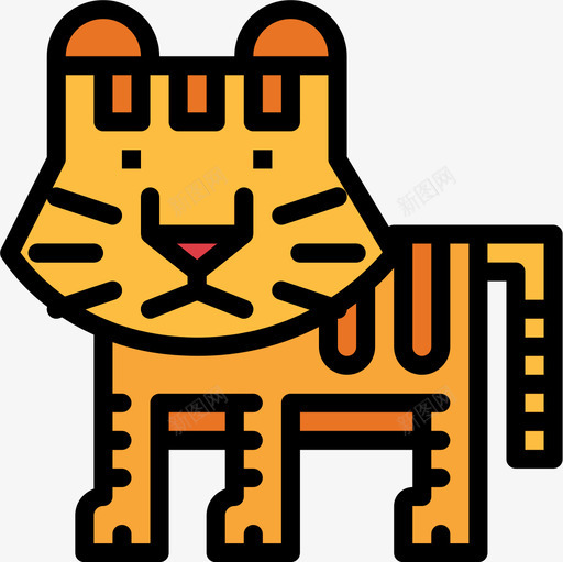 老虎动物6线性颜色图标svg_新图网 https://ixintu.com 动物 线性 老虎 颜色