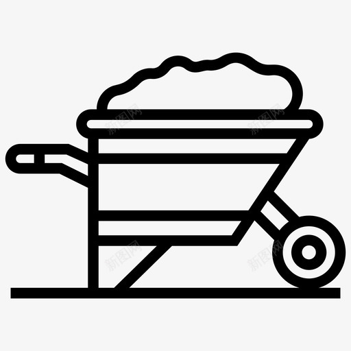 手推车运土车施工车运土车图标svg_新图网 https://ixintu.com 农耕线矢量图标集 手推车运土车 护根 推推车 施工车 运土车