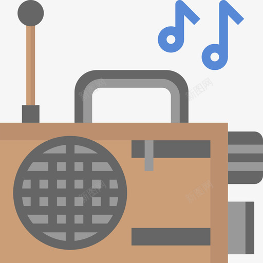 收音机家用电器12扁平图标svg_新图网 https://ixintu.com 家用电器 扁平 收音机