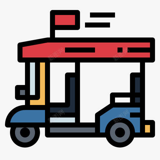 三轮车摩托车7线型颜色图标svg_新图网 https://ixintu.com 三轮车 摩托车 线型 颜色