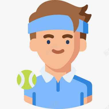 网球运动员体育头像13扁平图标图标