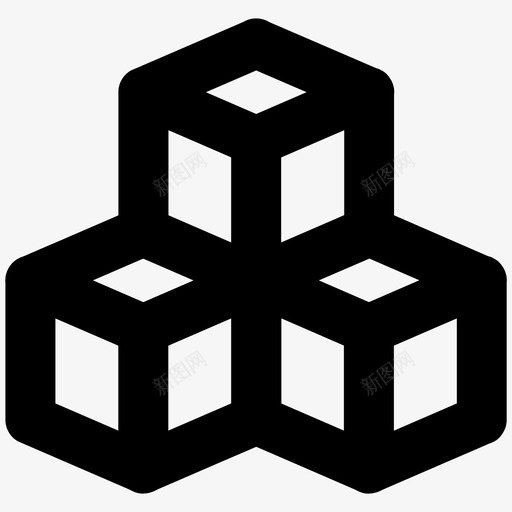 立方体块构建图标svg_新图网 https://ixintu.com 元素 分析 块 构建 立方体