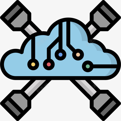云计算网络技术3线颜色图标svg_新图网 https://ixintu.com 云计算 线颜色 网络技术3