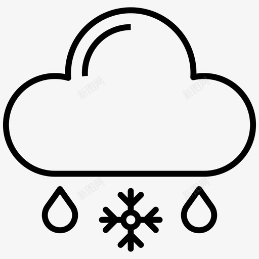 雨夹雪多云天气雨天图标svg_新图网 https://ixintu.com 图标 多云 天气 降雪 雨天 雨夹雪
