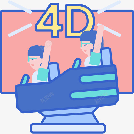 4d骑乘主题公园线性颜色图标svg_新图网 https://ixintu.com 4d 主题公园 线性 颜色 骑乘