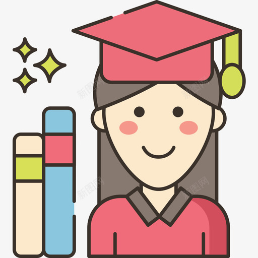学生在线教育26线颜色图标svg_新图网 https://ixintu.com 在线教育26 学生 线颜色