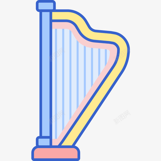 竖琴音乐105线性颜色图标svg_新图网 https://ixintu.com 竖琴 线性颜色 音乐105