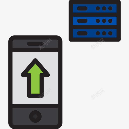 上传数据库和云3线颜色图标svg_新图网 https://ixintu.com 上传 数据库 颜色