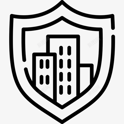 盾牌智慧城市6直线型图标svg_新图网 https://ixintu.com 城市 智慧 直线 盾牌 线型