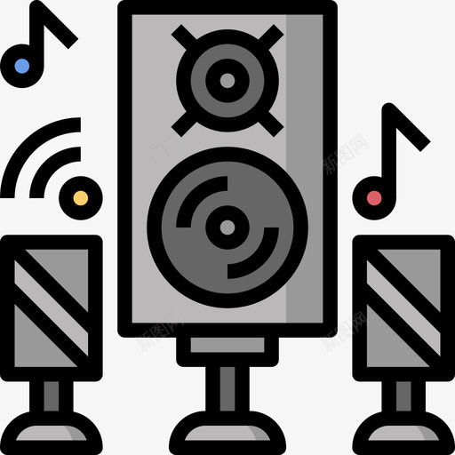 扬声器家用电器13线型颜色图标svg_新图网 https://ixintu.com 家用电器 扬声器 线型 颜色