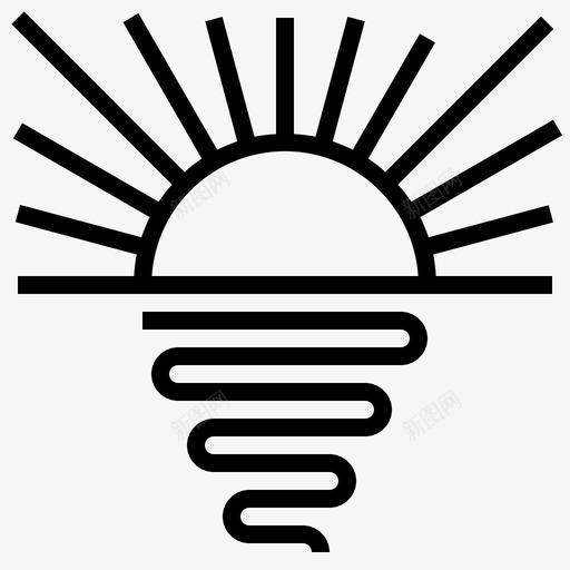 日落海滩日出图标svg_新图网 https://ixintu.com 夏天0519 日出 日落 海滩