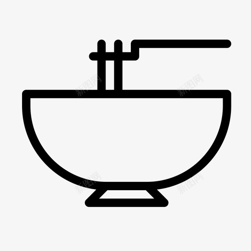 面条碗吃图标svg_新图网 https://ixintu.com 勺子 吃 碗 面条 食物 食物线字形图标