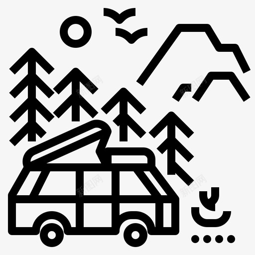 露营车旅行度假图标svg_新图网 https://ixintu.com 度假 旅行 露营车 面包车 风景露营0419