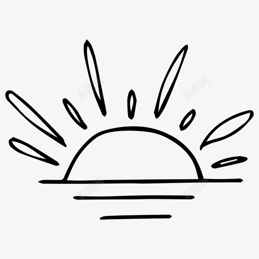太阳手绘地平线图标svg_新图网 https://ixintu.com 地平线 太阳 手绘 日出 日落