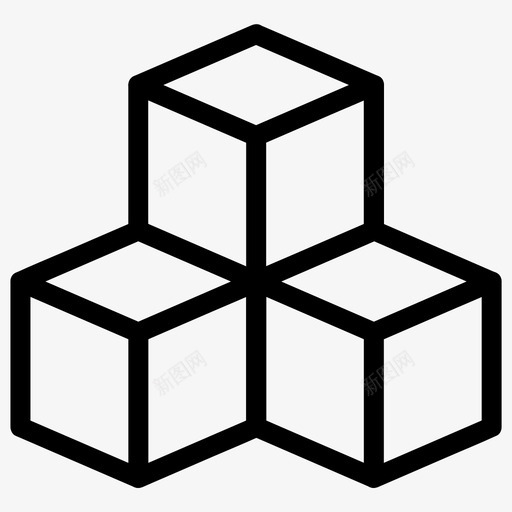 立方体块构建图标svg_新图网 https://ixintu.com 元素 分析 块 构建 立方体