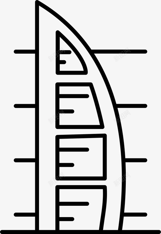 建筑阿拉伯塔迪拜图标svg_新图网 https://ixintu.com 地标 建筑 旅游和地标 纪念碑 迪拜 阿拉伯塔