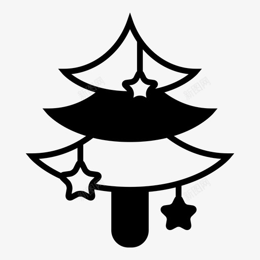 圣诞树花园植物图标svg_新图网 https://ixintu.com 圣诞树 星星 植物 花园