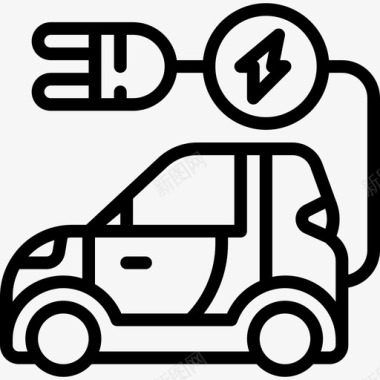 电动汽车九月能源线性图标图标