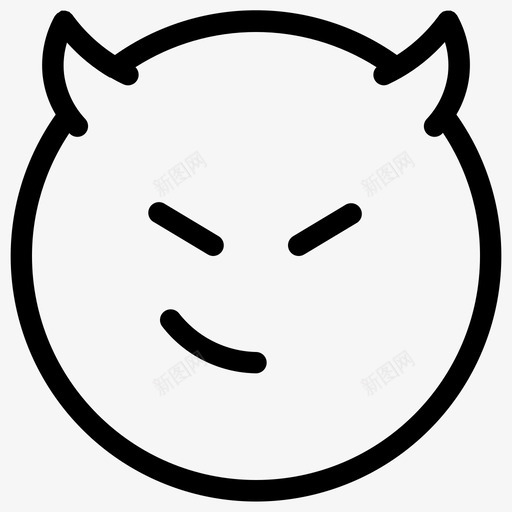 魔鬼表情符号微笑图标svg_新图网 https://ixintu.com 傻笑 微笑 表情符号 表情线 魔鬼