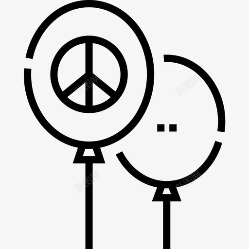 气球嬉皮士24直线型图标svg_新图网 https://ixintu.com 嬉皮士24 气球 直线型