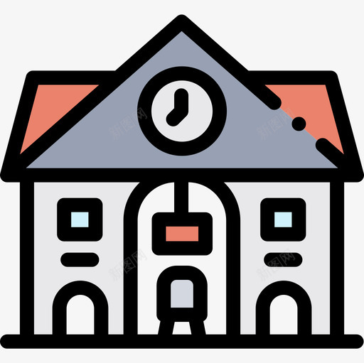 火车站城市15号楼线颜色图标svg_新图网 https://ixintu.com 15号楼 城市 火车站 颜色