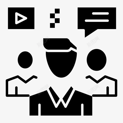 用户聊天讨论图标svg_新图网 https://ixintu.com 小组 数字营销 用户 聊天 视频 讨论