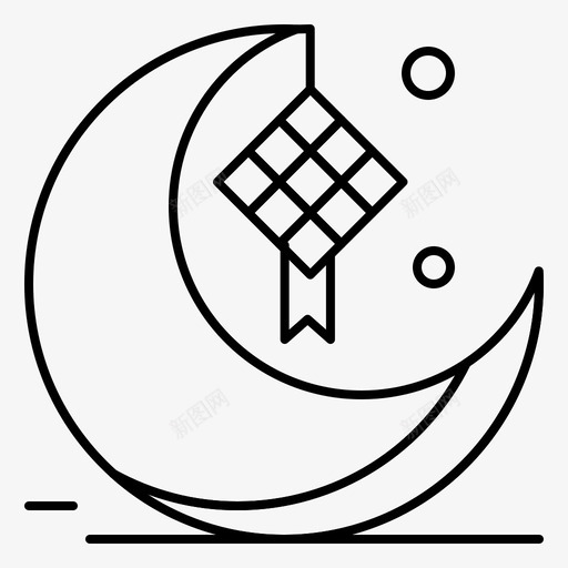月亮新月装饰图标svg_新图网 https://ixintu.com 开斋节 新月 月亮 缎带 装饰