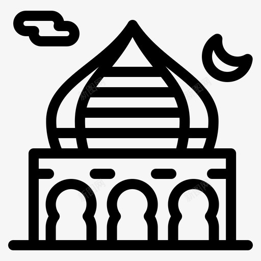 清真寺伊斯兰教月亮图标svg_新图网 https://ixintu.com 伊斯兰教 开斋节 斋月 月亮 清真寺 祈祷