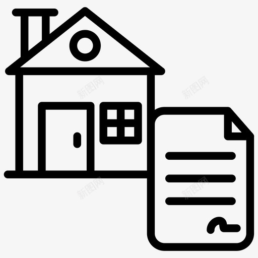 房地产文件房屋合同财产合同图标svg_新图网 https://ixintu.com 房产文件 房地产文件 房地产线向量图标集 房屋合同 财产合同 财产文件