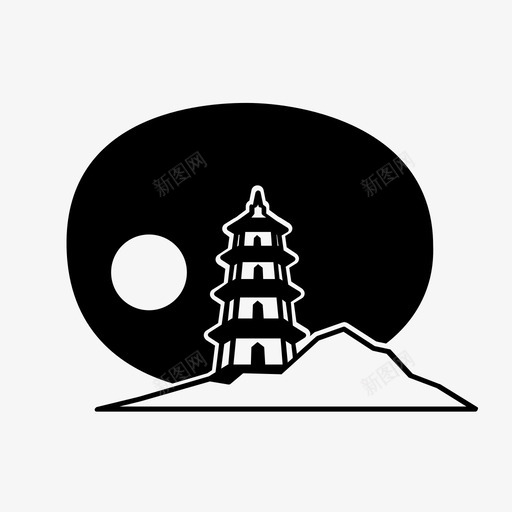 风景建筑中国风格图标svg_新图网 https://ixintu.com 中国风格 建筑 故乡 风景
