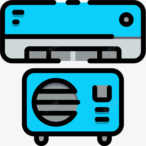 空调家用电子4线性颜色图标svg_新图网 https://ixintu.com 家用电子 空调 线性 颜色