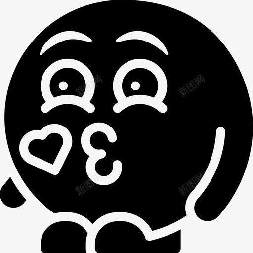 吻表情符号的人填充图标svg_新图网 https://ixintu.com 号的 填充 符号 表情