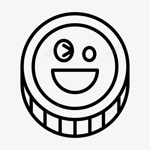 硬币眨眼表情图标svg_新图网 https://ixintu.com 令牌 情绪 眨眼 硬币 表情