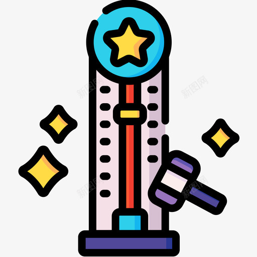 锤子游戏游乐园45线性颜色图标svg_新图网 https://ixintu.com 游乐园45 线性颜色 锤子游戏
