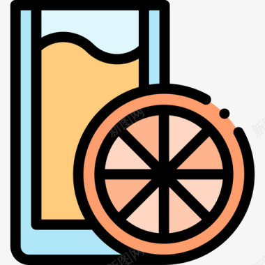 橙汁夏季食品和饮料2线性颜色图标图标