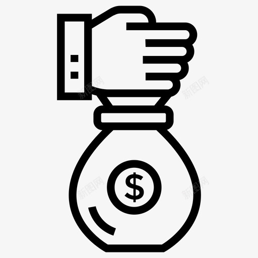 钱袋金融财富图标svg_新图网 https://ixintu.com 储蓄和投资线向量图标集 财富 金融 钱袋