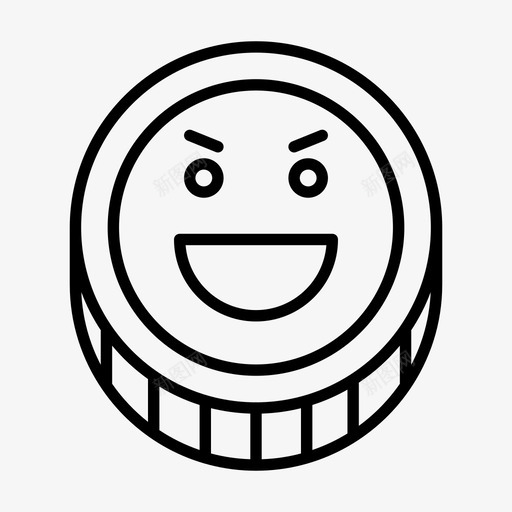 硬币表情脸图标svg_新图网 https://ixintu.com 令牌 情绪 硬币 硬币表情线 脸 表情