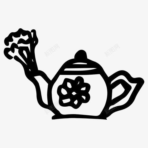 茶壶手绘厨房图标svg_新图网 https://ixintu.com 厨房 手绘 茶壶