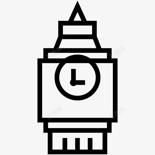 钟楼建筑钟楼大本钟图标svg_新图网 https://ixintu.com 图标 大本 建筑 教堂塔 时间 钟楼