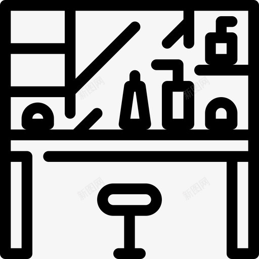 梳妆台化妆品化妆用品图标svg_新图网 https://ixintu.com 内饰和家具 化妆品 化妆用品 架子 桌子 梳妆台