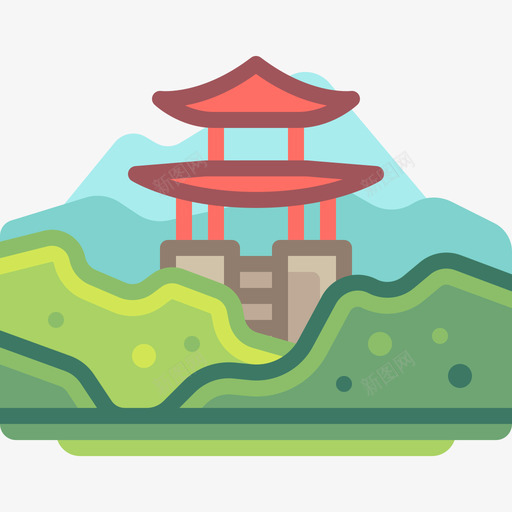 宝塔山水62线彩图标svg_新图网 https://ixintu.com 宝塔 山水 线彩