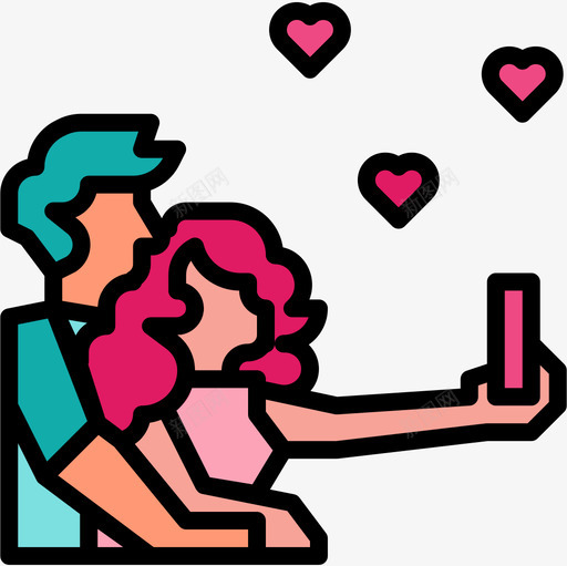 自拍婚礼爱情故事线性色彩图标svg_新图网 https://ixintu.com 婚礼 爱情故事 线性 自拍 色彩