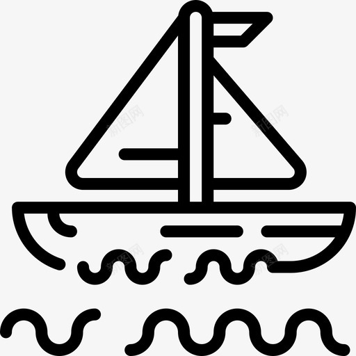 船海滩5直线型图标svg_新图网 https://ixintu.com 海滩5 直线型 船