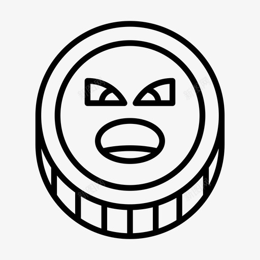硬币愤怒表情图标svg_新图网 https://ixintu.com 令牌 感觉 愤怒 硬币 硬币表情线 表情
