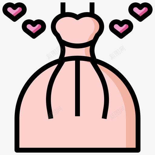 婚纱爱情与浪漫14线性颜色图标svg_新图网 https://ixintu.com 婚纱 浪漫 爱情 线性 颜色