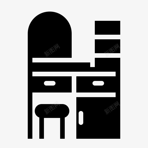 化妆台梳妆台家具图标svg_新图网 https://ixintu.com 内部 化妆台 室内 家具 家居 梳妆台 雕文