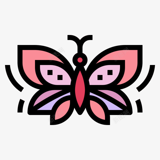 蝴蝶嬉皮士和和平3线性颜色图标svg_新图网 https://ixintu.com 嬉皮士和和平3 线性颜色 蝴蝶