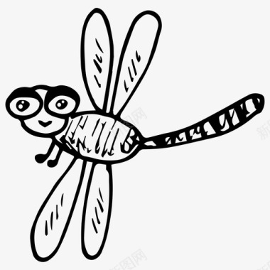 蜻蜓手绘昆虫图标图标